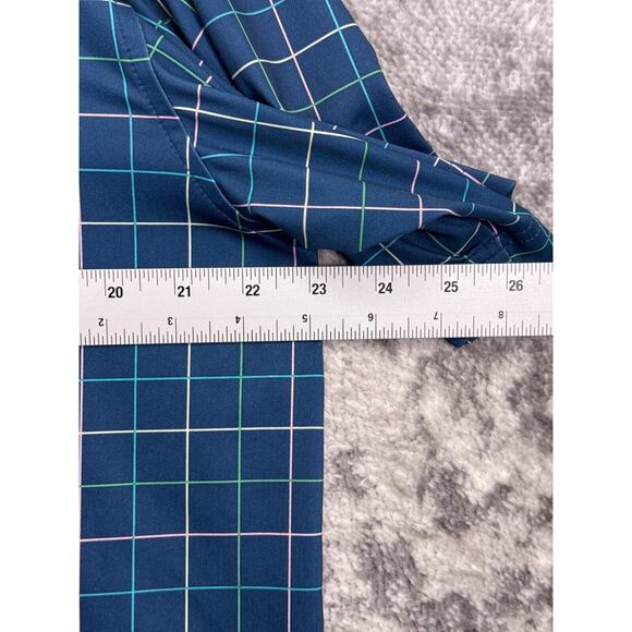 Peter Millar Polo Shirt Medium Mens Summer Comfort Blue Windowpane Golf - Picture 4 of 8